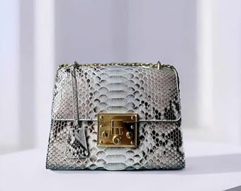 Hana Exotic Snakeskin Leather Bag for Ladies, Real Snake Purse, Exotic Skin Bag, Leather Bag, Python Leather
