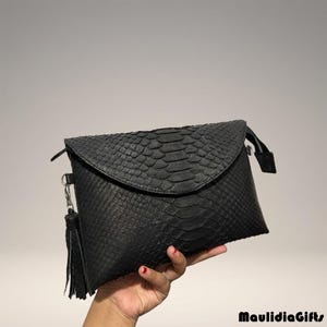 Handmade Genuine Python Skin Envelope Clutch Elegant Exotic Leather Evening Bag 25cm