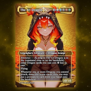 The Ur Dragon V1 Waifu Single Card Proxy Card Custom For EDH Commander Gift For Him/Her