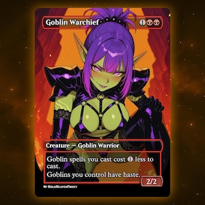 Goblin Kriegshäuptling Anime Waifu Einzelkarte Proxy Card Individuell für EDH Kommandant Geschenk für Sie/Ihn