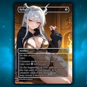 Tarjeta proxy de una sola tarjeta de anime Waifu de Herald&#39;s Horn personalizada para el comandante EDH, regalo para él/ella