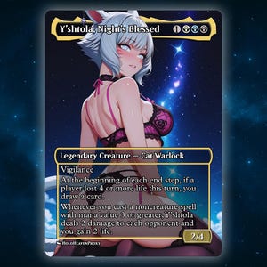Y&#39;shtola, Night&#39;s Blessed V4 Anime Waifu Single Card Proxy Card Custom For EDH Commander Gift For Him/Her