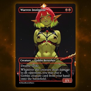 Warren Instigator Anime Waifu Einzelkarte Proxy-Karte Individuell für EDH Kommandant Geschenk für Sie / Ihn