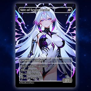 Sire of Seven Deaths Anime Waifu Single Card Proxy Card Custom For EDH Commander Gift For Him/Her