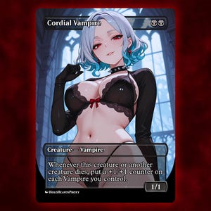 Cordial Vampire Anime Waifu Cartão Proxy Único Personalizado para Comandante EDH Presente para Ele/Ela