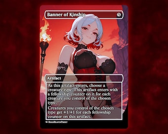 Banner of Kinship Anime Waifu Single Card Proxy Card Custom For EDH Commander Gift For Him/Her