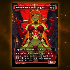 Krenko, Tin Street Kingpin Anime Waifu Einzelkarte Proxy-Karte Individuell für EDH Kommandant Geschenk für Sie / Ihn