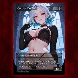 Cordial Vampire Anime Waifu Single Card Proxy Card Custom For EDH Commander Gift For Him/Her