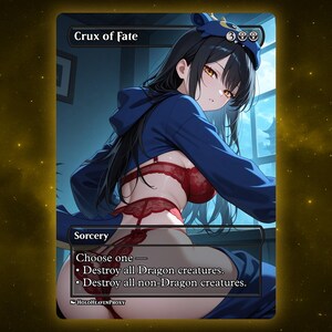 Crux of Fate Anime Waifu Single Card Proxy Card Custom For EDH Commander Gift For Him/Her