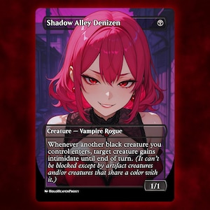 Cartão proxy de anime Waifu de Denizen do beco das sombras, cartão único personalizado para comandante EDH, presente para ele/ela