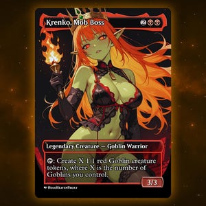 Krenko, Mob Boss V5 Anime Waifu Einzelkarte Proxy-Karte Individuell für EDH Kommandant Geschenk für Sie/Ihn