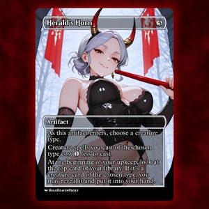 Carta de Proxy de Anime Waifu com Chifre de Arauto, Cartão Único Personalizado para Comandante EDH, Presente para Ele/Ela