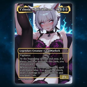 Y&#39;shtola, Night&#39;s Blessed V2 Anime Waifu Single Card Proxy Card Custom For EDH Commander Gift For Him/Her