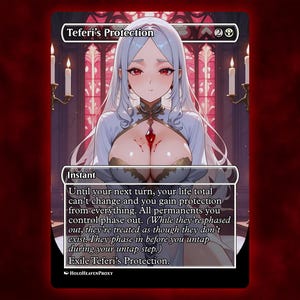 Carta de Proxy de Anime Waifu de Proteção de Teferi, Carta Única Personalizada para Comandante EDH, Presente para Ele/Ela