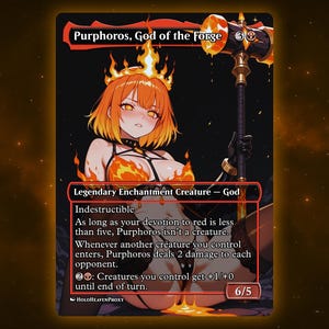 Purphoros, God of the Forge Anime Waifu Single Card Proxy Card Custom For EDH Commander Gift For Him/Her