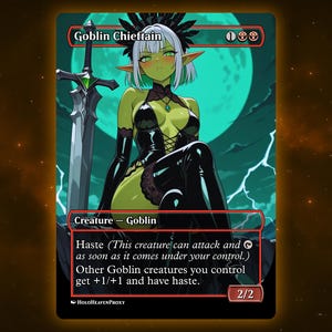 Goblin Häuptling Anime Waifu Einzelkarte Proxy-Karte Individuell für EDH Kommandant Geschenk für Sie/Ihn