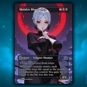 Malakir Bloodwitch Anime Waifu Single Card Proxy Card Custom For EDH Commander Gift For Him/Her