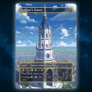 Raffine&#39;s Tower Land Anime Waifu Single Card Proxy Card Custom For EDH Commander Gift For Him/Her
