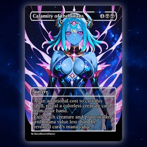 Calamity of the Titans Anime Waifu Carta Proxy Única Personalizada para Comandante EDH Presente para Ele/Ela