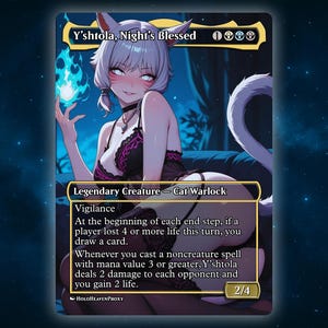 Y&#39;shtola, Night&#39;s Blessed V3 Anime Waifu Single Card Proxy Card Custom For EDH Commander Gift For Him/Her