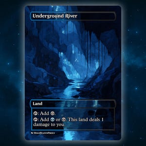 Underground River Land Anime Waifu Single Card Proxy Card Custom For EDH Commander Gift For Him/Her