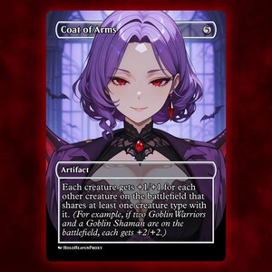 Cartão de Proxy de Anime Waifu com Brasão de Armas, Cartão Único Personalizado para Comandante EDH, Presente para Ele/Ela