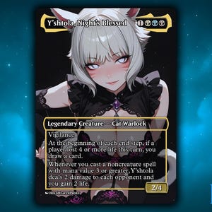 Y&#39;shtola, Night&#39;s Blessed V1 Anime Waifu Single Card Proxy Card Custom For EDH Commander Gift For Him/Her