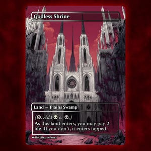 Godless Shrine Land Anime Waifu Single Card Proxy Card Custom For EDH Commander Gift For Him/Her