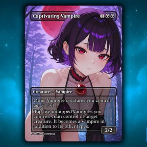 Captivating Vampire Anime Waifu Single Card Proxy Card Custom For EDH Commander Gift For Him/Her