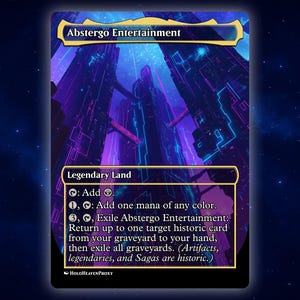 Abstergo Entertainment Land Anime Waifu Single Card Proxy Card Custom For EDH Commander Gift For Him/Her