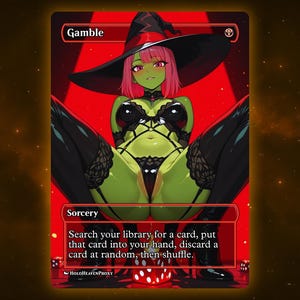 Gamble Anime Waifu Single Card Proxy Card Custom For EDH Commander Gift For Him/Her