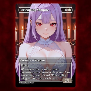 Cartão de boas-vindas de vampiro anime waifu cartão proxy personalizado para comandante EDH presente para ele/ela