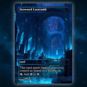 Drowned Catacomb Land Anime Waifu Single Card Proxy Card Custom For EDH Commander Gift For Him/Her