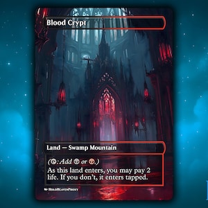 Blood Crypt Land Anime Waifu Single Card Proxy Card Custom For EDH Commander Gift For Him/Her