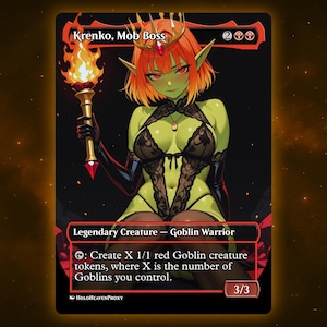Krenko, Mob Boss V2 Anime Waifu Einzelkarte Proxy-Karte Individuell für EDH Kommandant Geschenk für Sie/Ihn