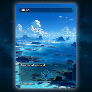 Island Land Anime Waifu Single Card Proxy Card Custom For EDH Commander Gift For Him/Her