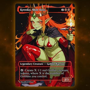 Krenko, Mob Boss V3 Anime Waifu Single Card Proxy Card Custom For EDH Commander Gift For Him/Her