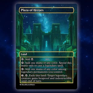 Plaza of Heroes Land Anime Waifu Single Card Proxy Card Custom For EDH Commander Gift For Him/Her