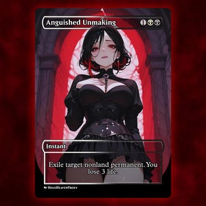 Cartão de Proxy de Anime Waifu Angustiado Desfazendo, Cartão Único Personalizado para Comandante EDH, Presente para Ele/Ela