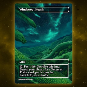 Windswept Heath Land Waifu Single Card Proxy Card Custom For EDH Commander Gift For Him/Her