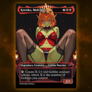 Krenko, Mob Boss V3 Anime Waifu Einzelkarte Proxy-Karte Individuell für EDH Kommandant Geschenk für Sie/Ihn