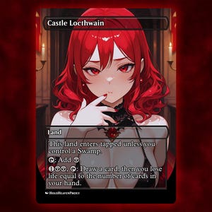 Cartão de Proxy de Carta Única de Anime Waifu do Castelo Locthwain Land, Personalizado para Comandante EDH, Presente para Ele/Ela