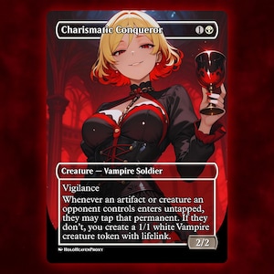 Cartão de Proxy de Carta Única de Anime Waifu Carismático Conquistador Personalizado para Comandante EDH, Presente para Ele/Ela