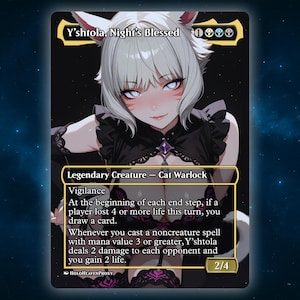Y&#39;shtola, Night&#39;s Blessed V1 Anime Waifu Single Card Proxy Card Custom For EDH Commander Gift For Him/Her