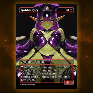 Goblin-Recruiter Anime Waifu Single Card Proxy-Karte Individuell für EDH Kommandant Geschenk für Sie/Ihn