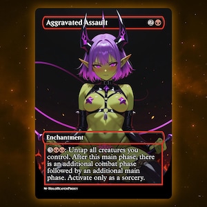 Aggravated Assault Anime Waifu Einzelkarte Proxy-Karte Benutzerdefinierte für EDH Kommandant Geschenk für Sie / Ihn