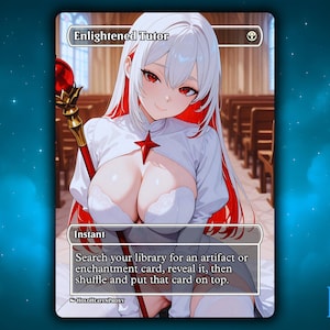 Enlightened Tutor Anime Waifu Single Card Proxy Card Custom For EDH Commander Gift For Him/Her
