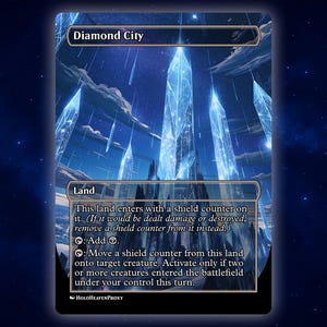 Diamond City Land Anime Waifu Einzelkarte Proxy-Karte Individuell für EDH Kommandant Geschenk für Sie / Ihn
