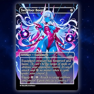 Swiftfoot Boots Anime Waifu Cartão Proxy Único Personalizado para Comandante EDH Presente para Ele/Ela