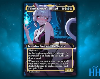 Y&#39;shtola, Night&#39;s Blessed V3 Anime Waifu Single Card Proxy Card Custom For EDH Commander Gift For Him/Her